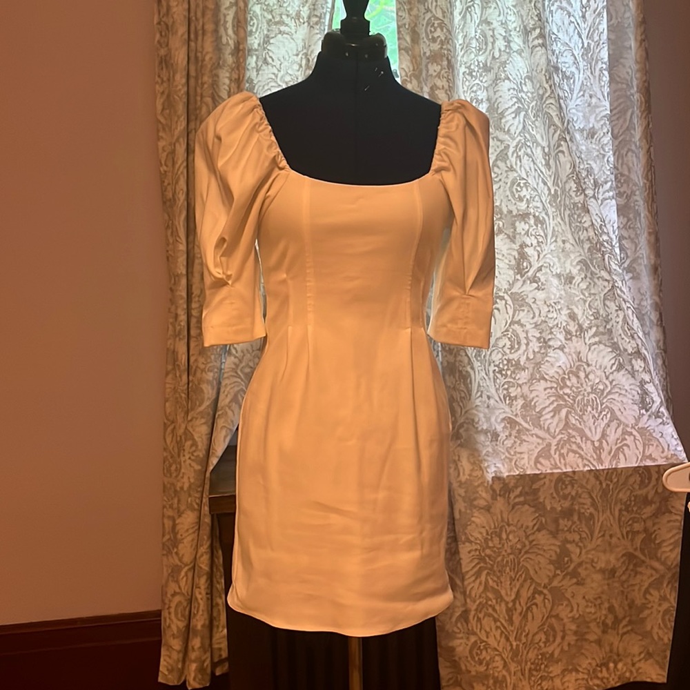 Zara white puff sleeve dress